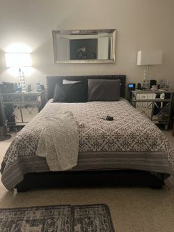 Wayfair queen bed with frame mattress and box springs 150.00 must pick up