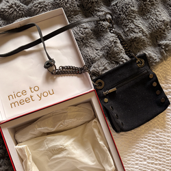 Hammitt Tony Small – Black Shimmer Leather w/ Gunmetal Hardware.