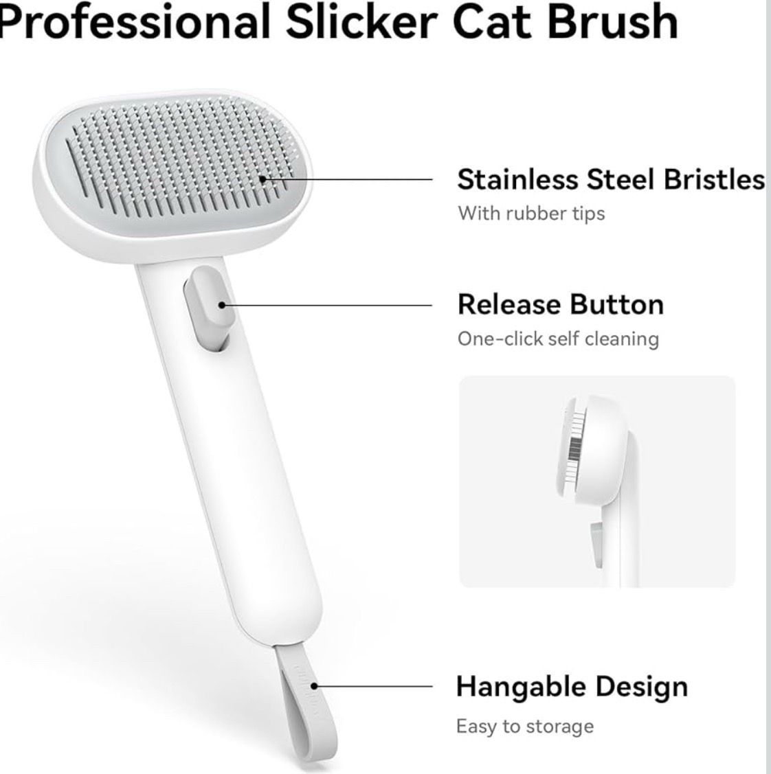 Brand New Self Cleaning Slicker Brush for Dogs, Cats - Long and Short Hair - Easy Clean Retractable Bristles Great Gift ๐