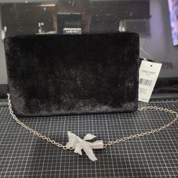 Nine West Black Velvety Clutch 9"×5.5" BNWT