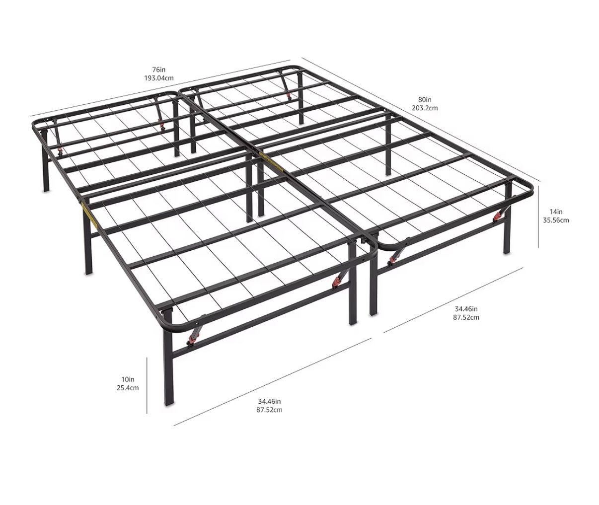 New Amazon Basics Bed Frame with Storage, Foldable, 14” H, Queen Size, Black, Russell/Boulder Area