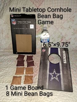 NFL Dallas Cowboys Mini Tabletop Cornhole Bean Bag Game With 8 Mini Bean Bags In Excellent New Condition (See Back Of Box For Game Measurements)