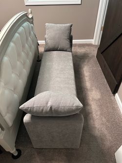 Gray Upholstered Storage Bench / Ottoman – 59”