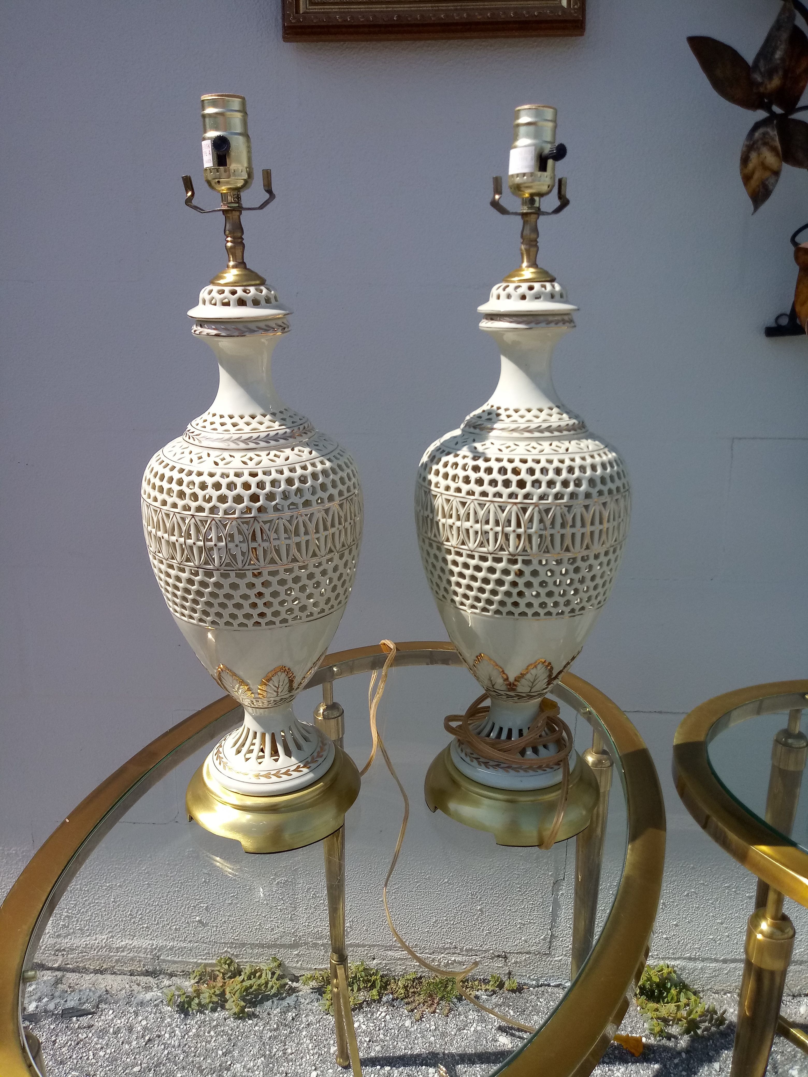 Pair of Reticulated Lamps - New Condition