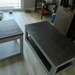 Coffee table and one side table grey with black