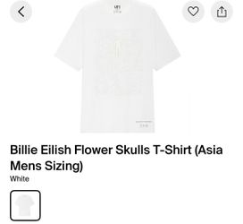 Uniqlo x Billie Eilish Flower Skulls T-Shirt Size Large
