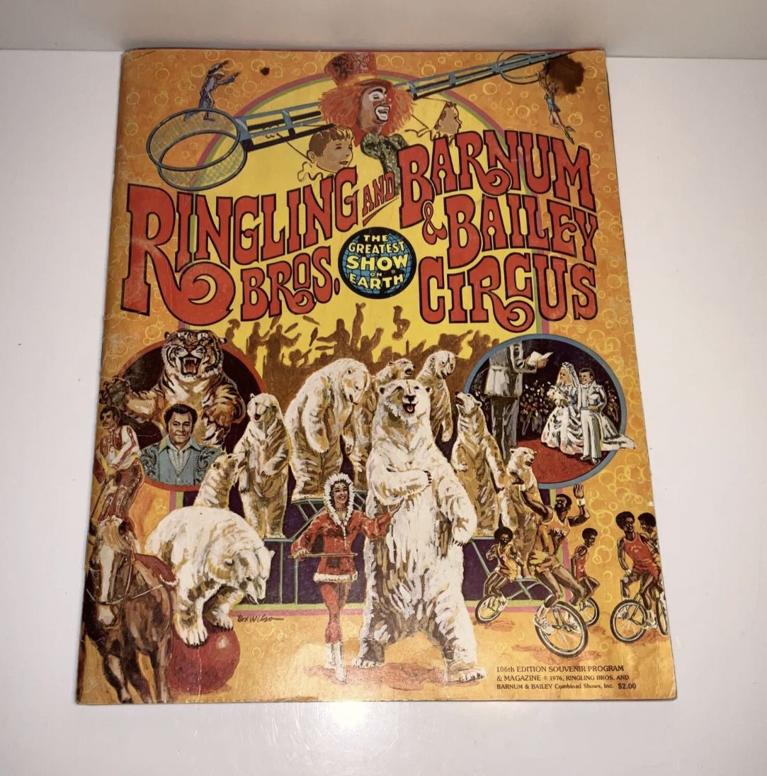 1976 106th Edition Ringling Bros Barnum & Bailey Circus Program Book & Envelope
