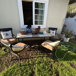 Outdoor Patio Table & 4 Chairs Set