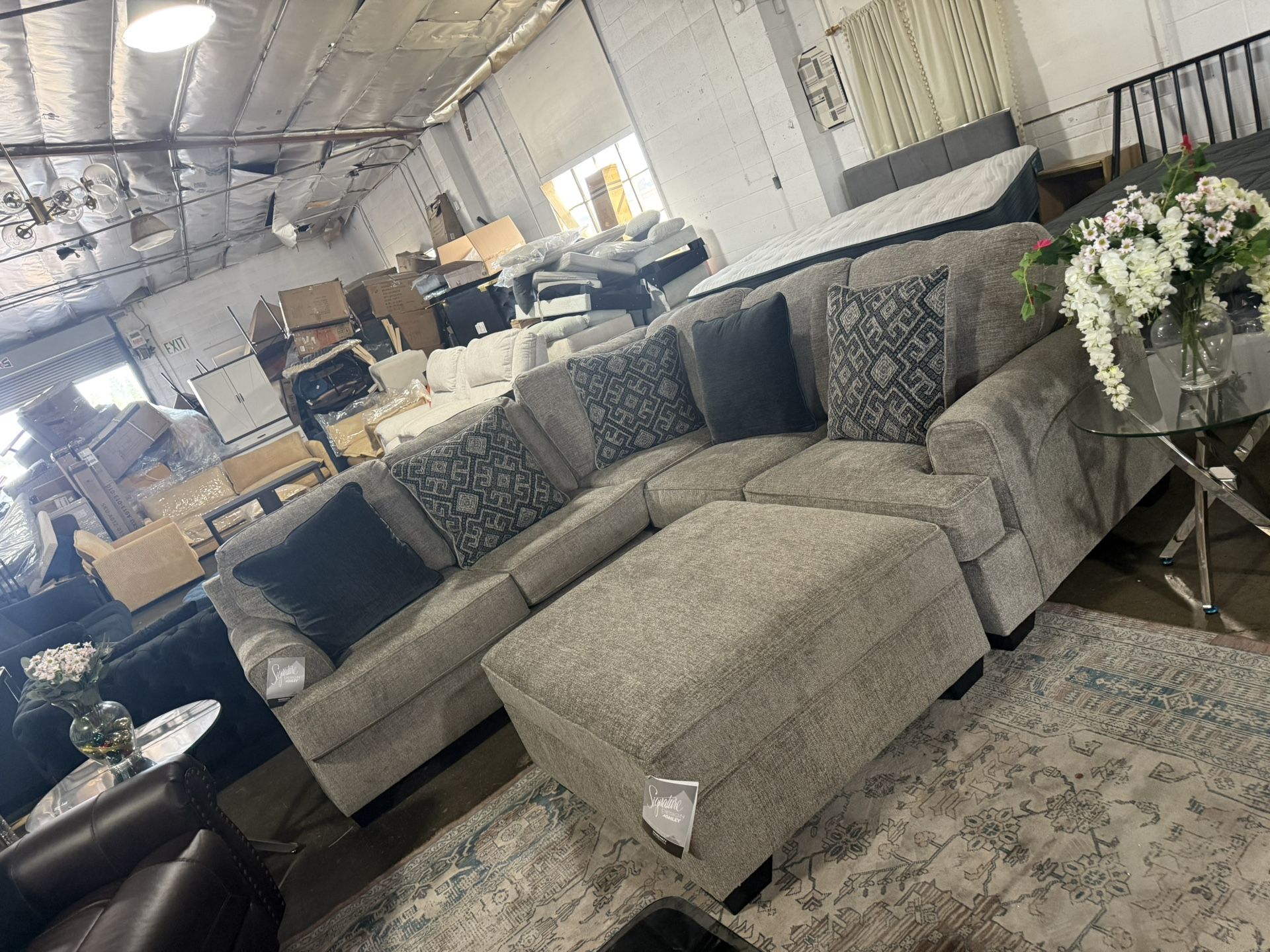 Bovarian Stone 2-Piece Sectional with Ottoman