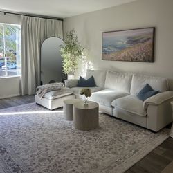 Cloud Couch & Faux Limestone Coffee Tables