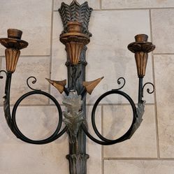 Pair Vintage Gothic Candle Wall Sconces 24 In Tall