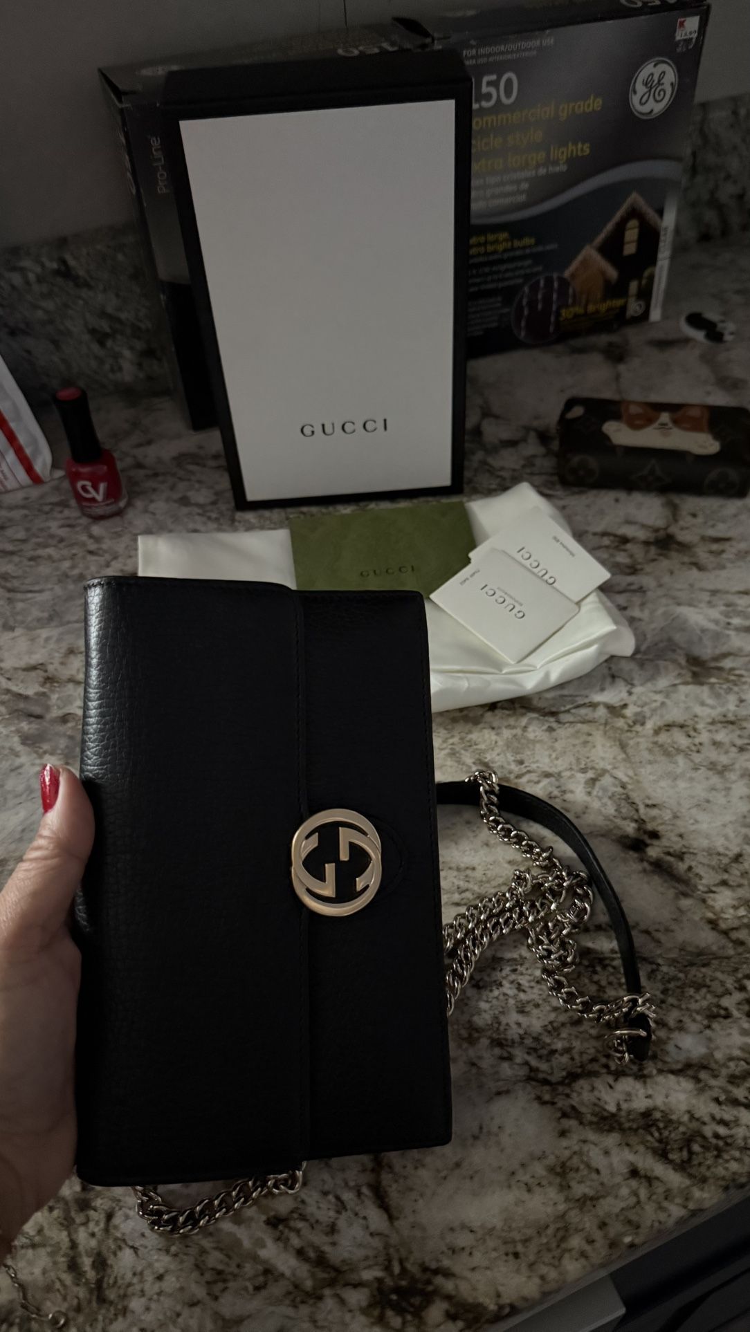 Authentic Gucci Mini Wallet On Chain Check More Pictures 