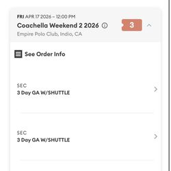 3x GA with Shuttle Weekend 2 