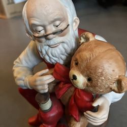 Vintage Christmas Collectible 1983  MANN Santa And Teddy 