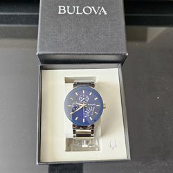Bulova Blue Dial Two Tone Watch