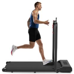 Home Fitness Code 2 in 1 Folding Treadmill, Under Desk Treadmill with Remote Control and LCD Display, Installation-Free, Compact Treadmill for Home/Of