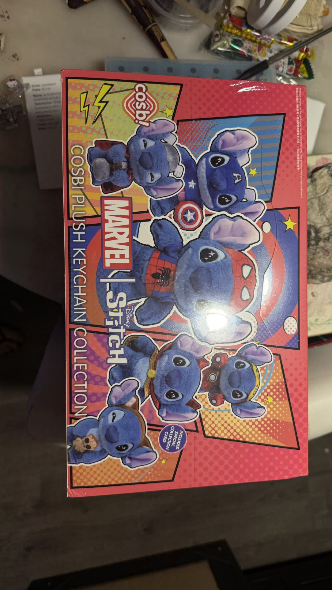 Stitch+Marvel Pendant plush Keychain Blind Box Entire box Of 6 Blind boxes