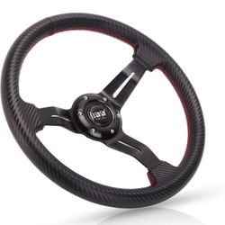 Golf Cart Steering Wheel, Universal Design Fit Yamaha, EZGO RXV & TXT, Club Car DS, Club Car Precedent Tempo, Most Golf Cart(Carbon black)