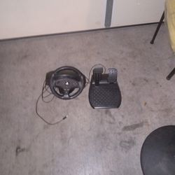 Thrust Master Stering Wheel And Pedals