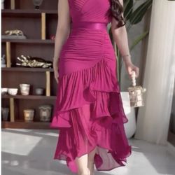 open lace back dress V-Neck Tiered Chiffon Midi Dress with Floral Print and Smocked Waist S   The Dress Outlet