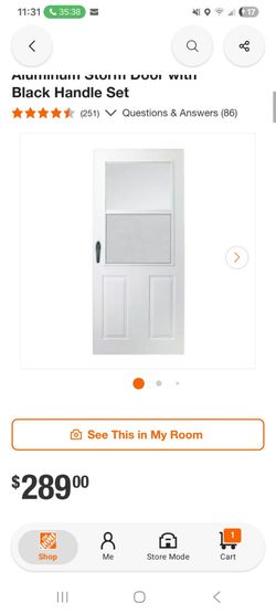 200 Series 32 in. x 80 in. White Universal 1/2 Light Mid-View Aluminum Storm Door with Black Handle Set