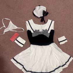 New small sailor dress costume lingerie Lolita emo alt goth mini festival set