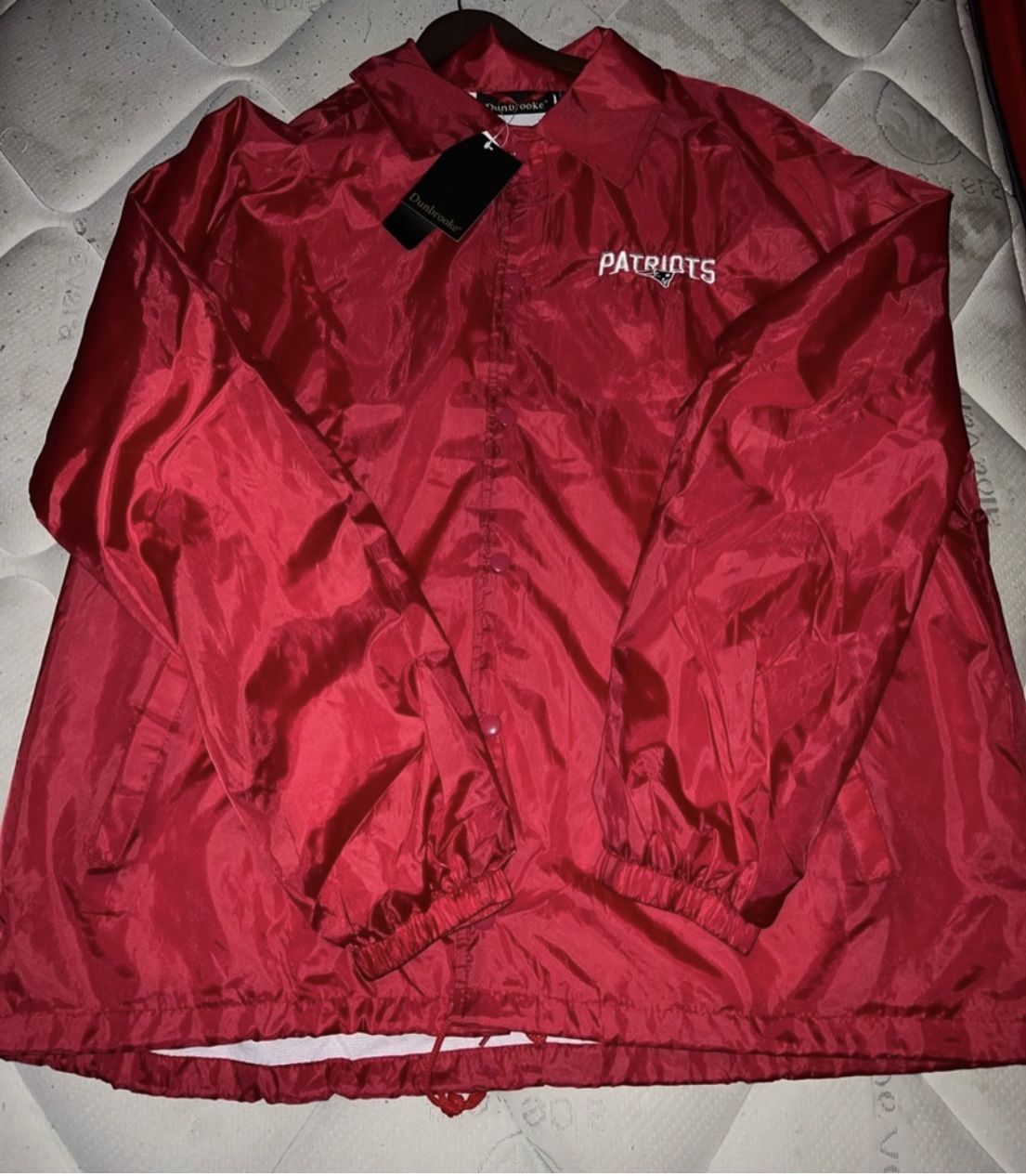Men’s Red New England Patriot Snap Windbreaker Jacket