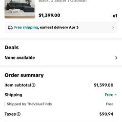 Black Modular Sectional With Storage Ottoman