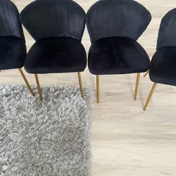 4 Velvet Dining Chairs ( Color -Black 