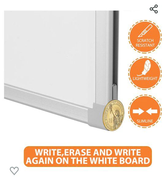 Mobile Whiteboard with Stand, 48x 36 inch Double Sized Writing Dry Erase Board, Magnetic Large White Board (36x48 inch)