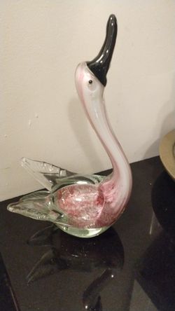 Solid pink glass swan