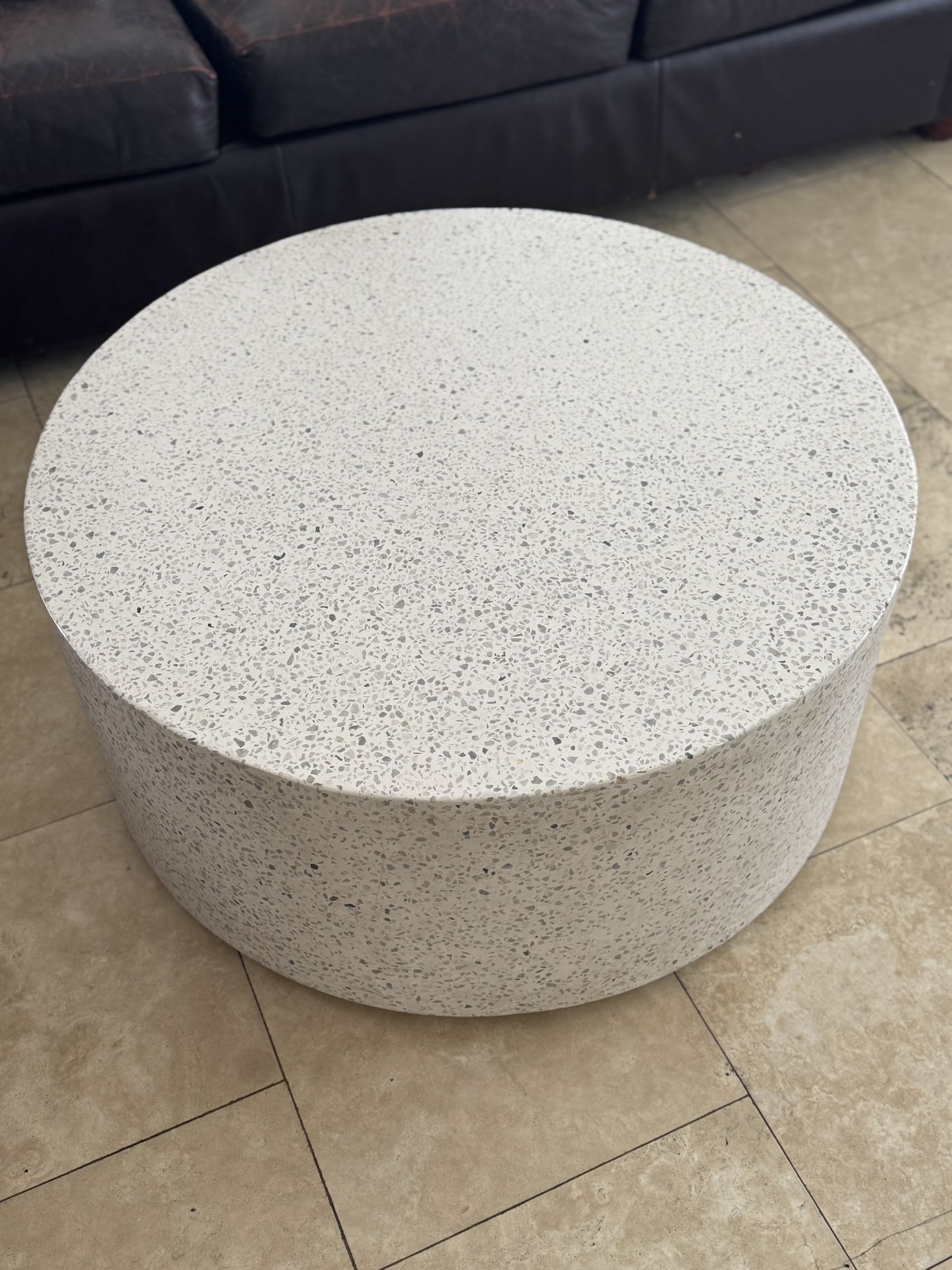 Terrazzo Drum Indoor/Outdoor Round Coffee Table (36") (for sale)