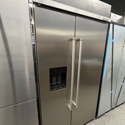 Kitchen Aid Stainless Steel Built In 42” Side By Side Refrigerator 
