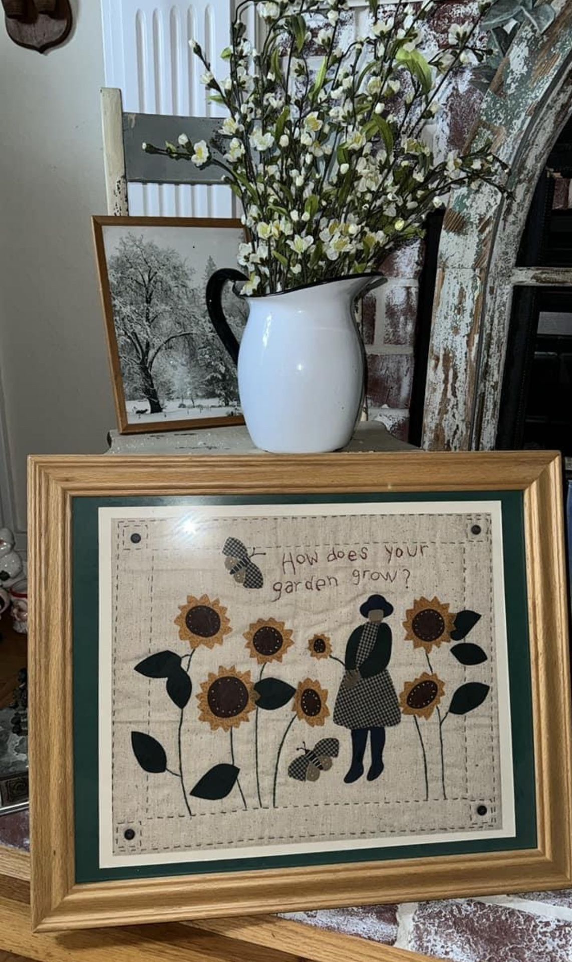 Hand Stitched Sunflowers Garden Wall
