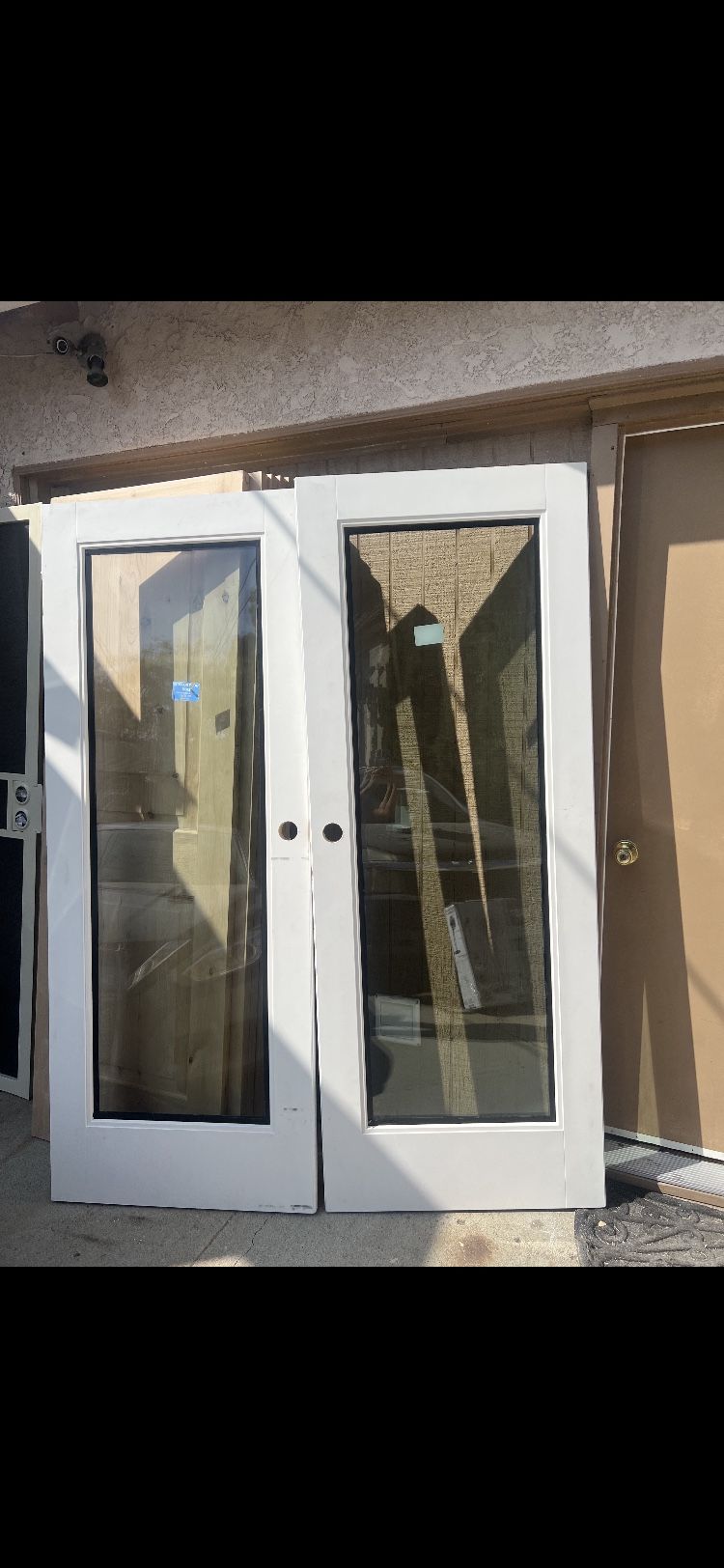 Exterior patio doors side doors 29-3/4x77-1/4 fiberglass doors low-e dual glass. Contemporary style doors   I have (2) doors available each door measu
