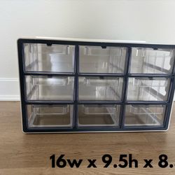 $19 for (1) White 9-Drawer Multipurpose Semi-Clear Storage Cabinet-16w x 9.5h x 8.5d 
