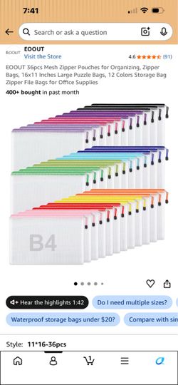Mesh zipper pouches (34)