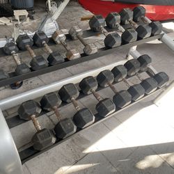 Dumbbells With Full Dumbbell Rack 