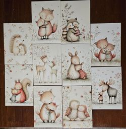 10 forest animals post cards