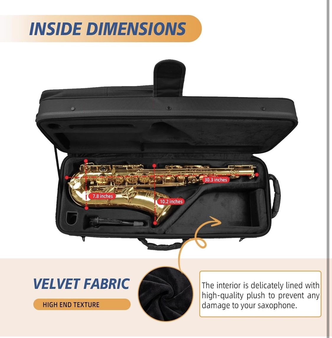 Tenor Saxophone Case With Wheels, Tenor Sax Roller Bag, Tenor Sax Backpack, Thicken Padded Shoulder Strap, Handle Strap Sax Accessories Carrying Bag