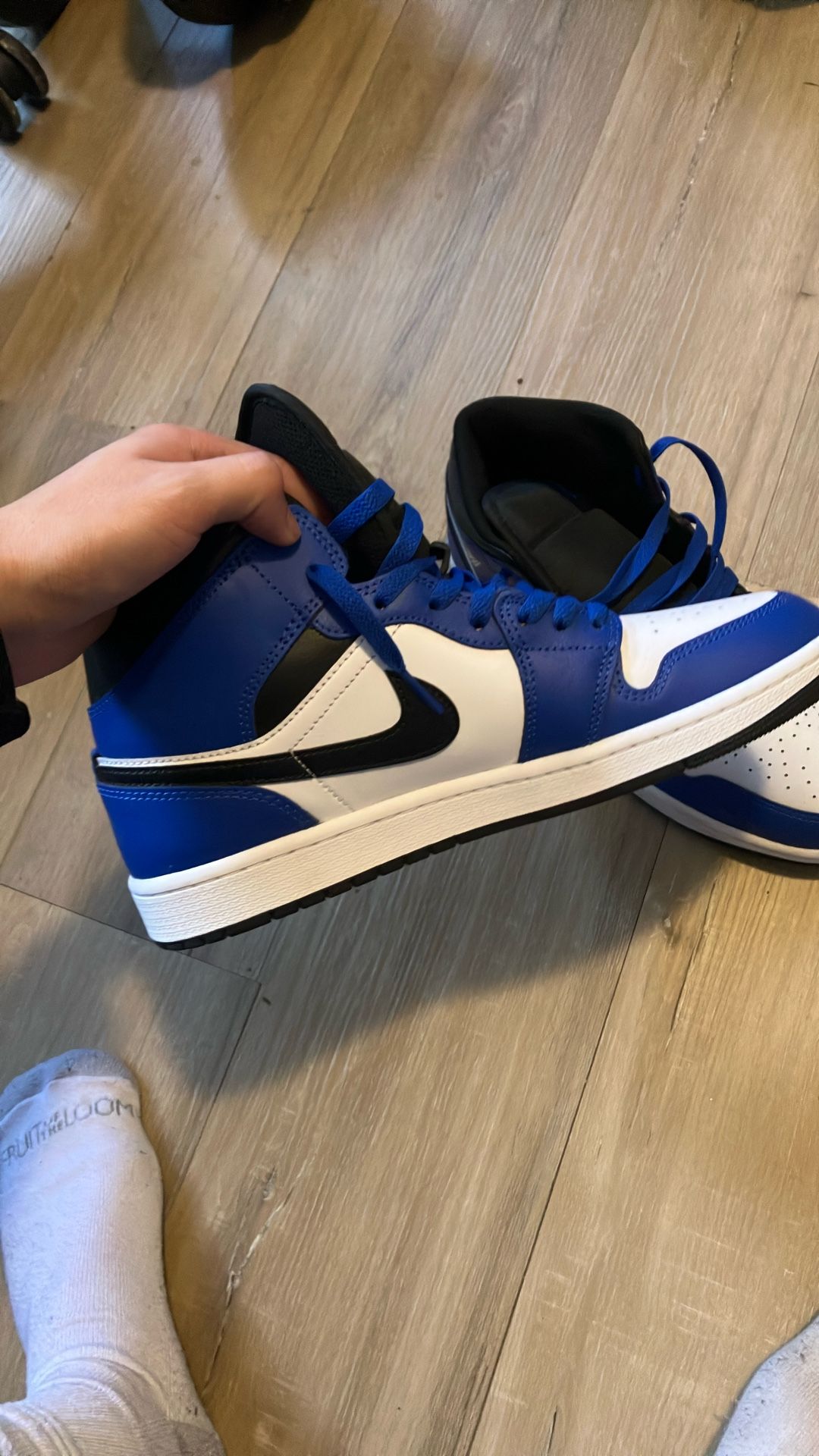 Blue and White Jordans