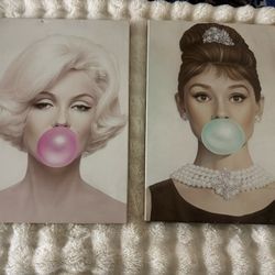 Marilyn Monroe & Audrey Hepburn Wall Canvas Decor