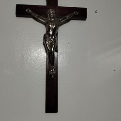 VINTAGE HANDCRAFTED WOODEN - MWTAL CRUCIFIX 19"×11"