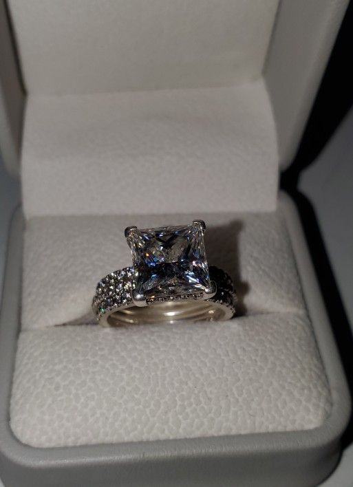 Princess Cut Moissanite Diamond Ring Set