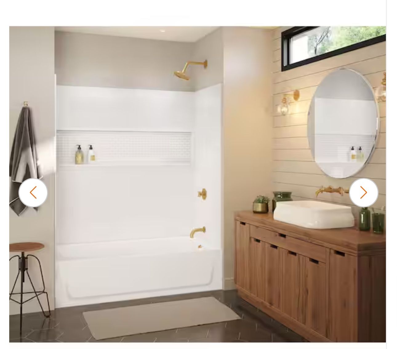 Bootz Industries NexTile 32 in. D x 60 in. W x 60 in. H Composite Direct-to-Stud Four-Piece Alcove Subway Tile Tub Wall Kit in White