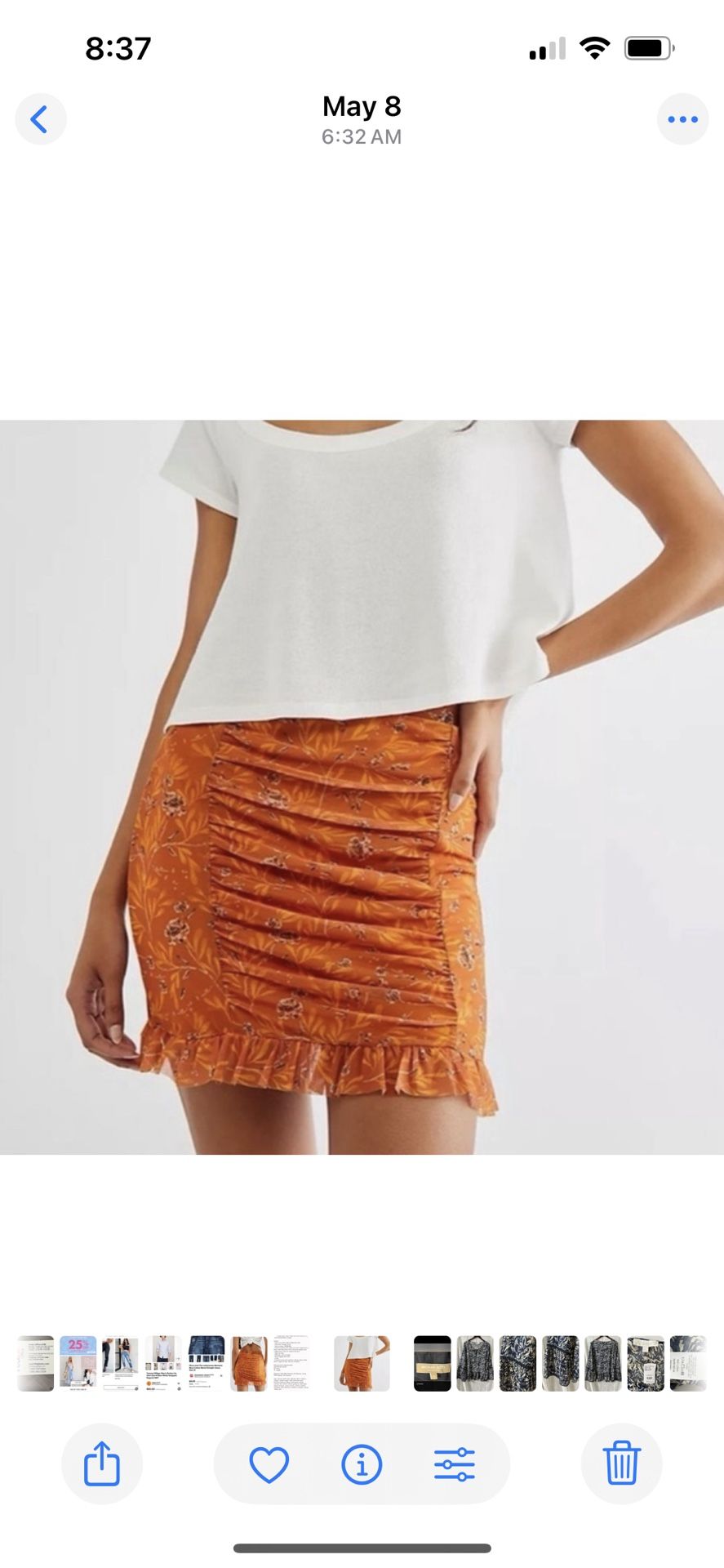 Free People Rome Mesh Mini Skirt Orange Floral Size Small