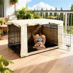 “New””Heavy Duty” Dog Crate Cover(36”L X 23”w X 25”H) Zipper Panels,waterproof(beige)retail$49)