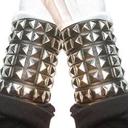 6 PCs Gothic PU leather studded Bracelets - Wristbands For Punk Emo Grunge Rock - Black faux Leather bracelet with silver studs