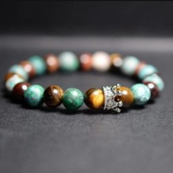 Handmade Bracelets  With Crown ( Natural Stones)