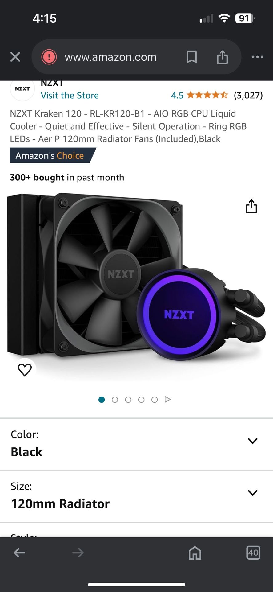 Kraken 120 Liquid Aio Cooler